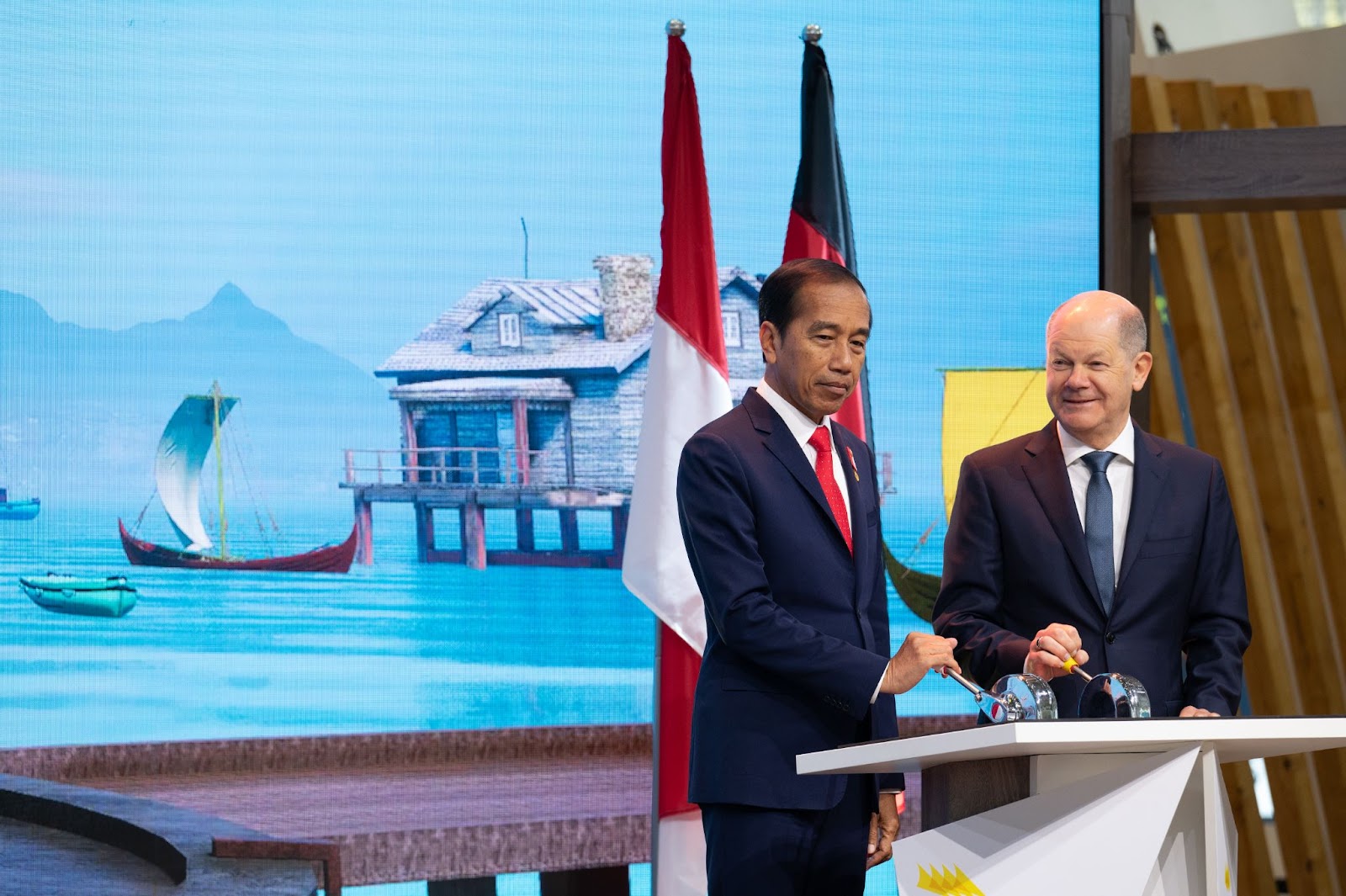 The Pinisi Ship-themed Indonesian Pavilion at Hannover Messe 2023 Inaugurated by the President of the Republic of Indonesia and the Chancellor of Germany